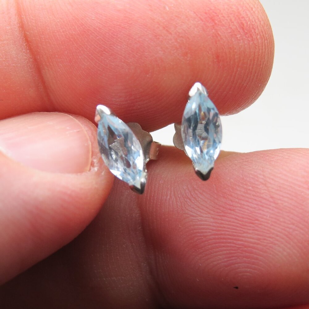 *925 Sterling Silver Genuine Topaz Earring Studs